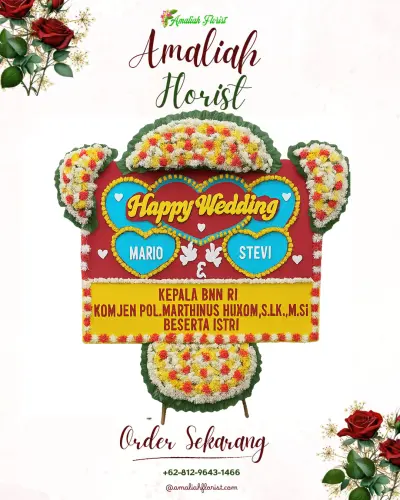 Karangan Papan Bunga Pernikahan di Bandulan